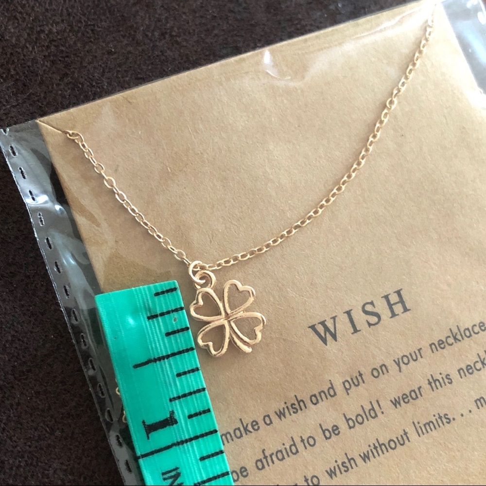 ⚡️2 for $15 “Wish” Clover Gold Color Necklace - Picture 3 of 3